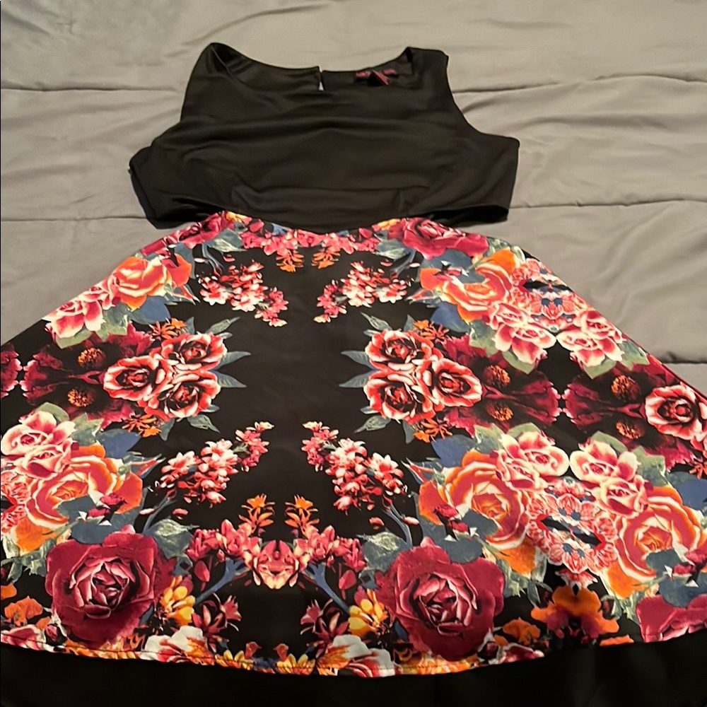 Floral Black and Multicolor Dress